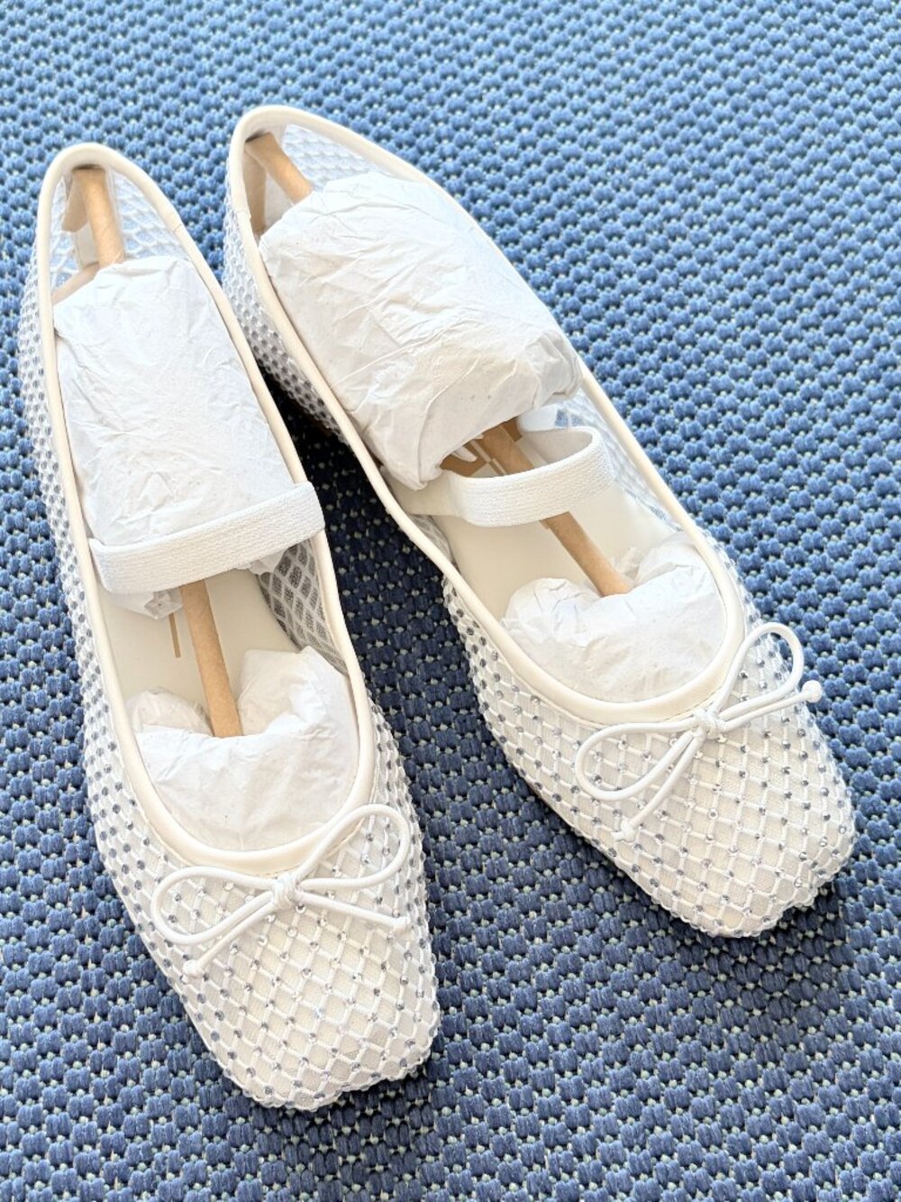 Dolce Vita Ginata Crystal White Mesh Rhinestone Ballet Flats Mary Jane Size 6